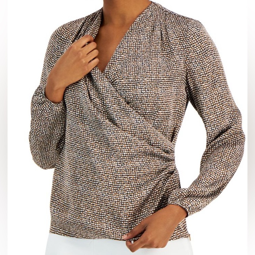 Silky wrap dress top.